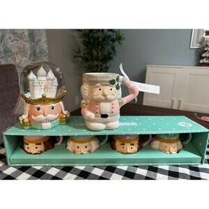 Pastel pink nutcracker mini mugs, snow globe, pink mug